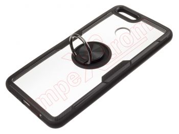 Transparent and black RING cover with black anti-fall ring for Huawei Honor 7X, BND-L21
